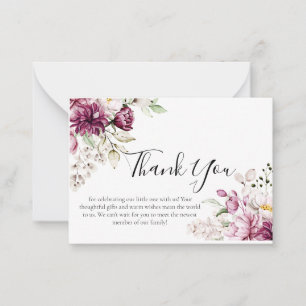 Correspondance Une douce petite fille Carte de remerciements Baby