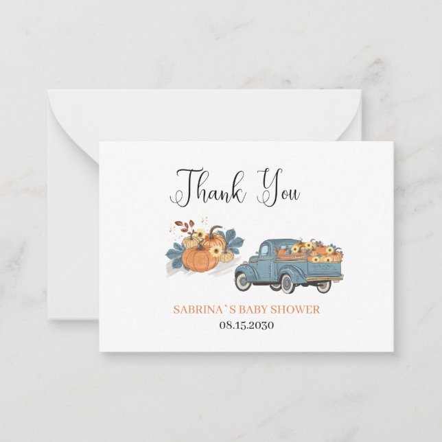 Correspondance Une petite carte de note baby shower citrouille (Devant)
