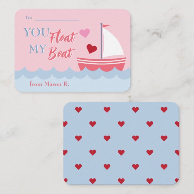 Correspondance Valentines de classe Vous Flottez Ma Carte Note Ba (Devant / Derrière)