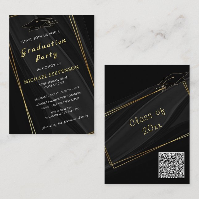 Correspondance Votre carte d'invitation de diplôme Black Gold Cod (Devant / Derrière)