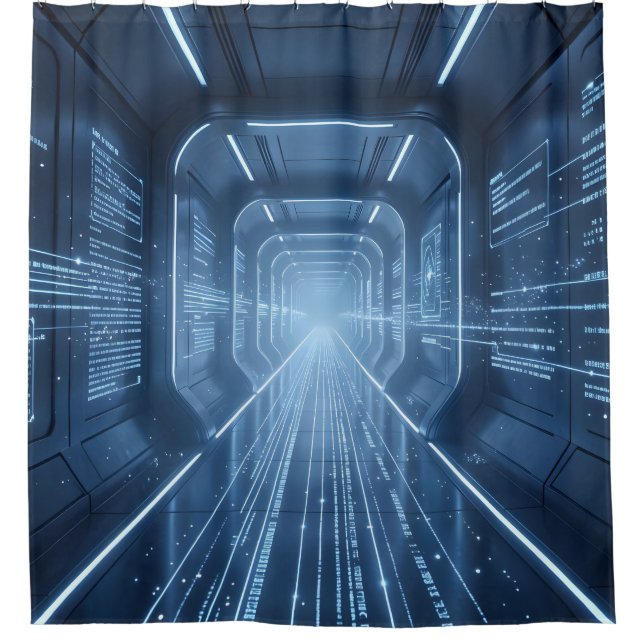 Corridor de données – Rideau de douche d'art futur (Devant)