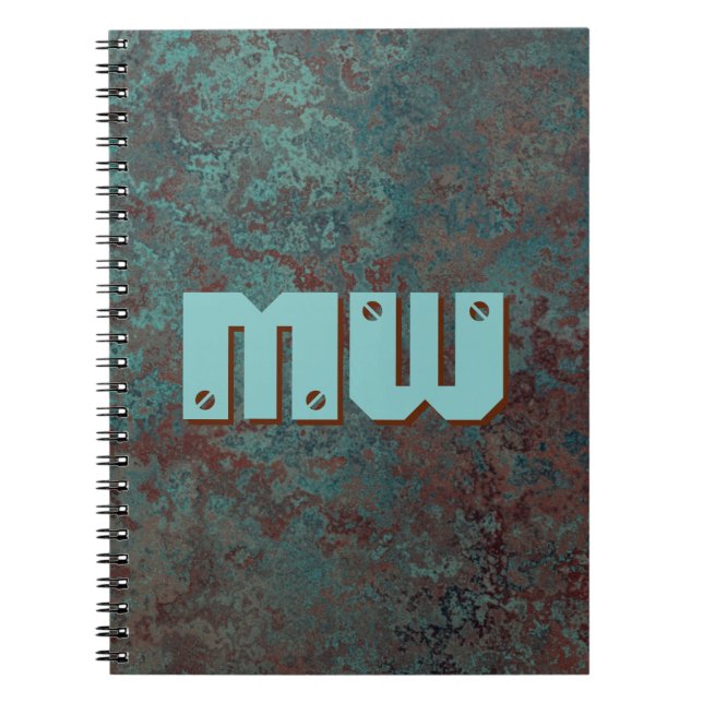 Corrosion "cuivre" carnet d'impression Monogramme (Devant)