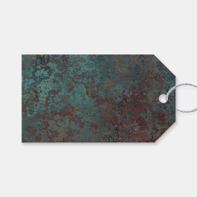 Corrosion "cuivre" étiquettes cadeaux vert retour (Devant (Horizontal))