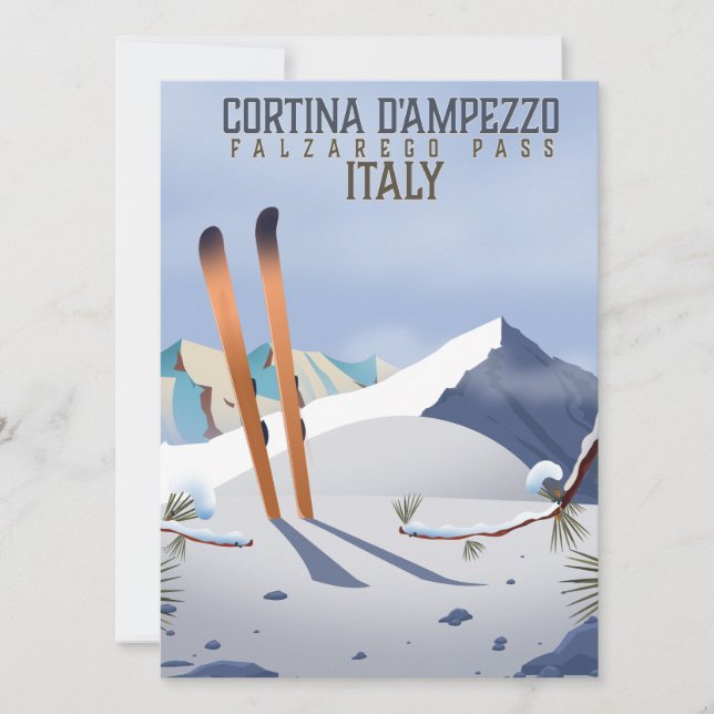 Cortina d'Ampezzo Italie Affiche de ski Impression (Devant)