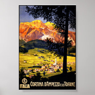 Cortina d'Ampezzo Italie Affiche Vintage Restaurée