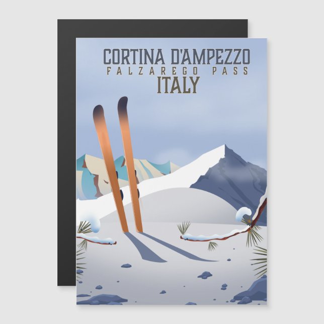 Cortina d'Ampezzo Italie poster ski Art Print (Devant / Derrière)