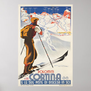 Cortina Ski - Affiches de voyage vintage