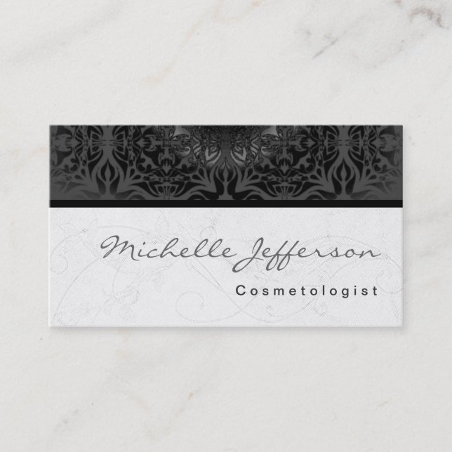 Cosmetologue Script Grey Carte de visite Motif (Devant)