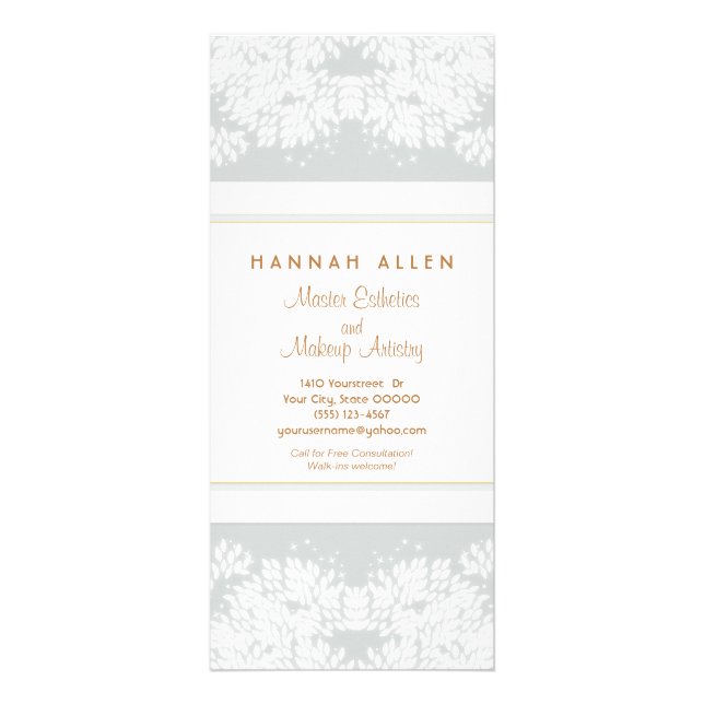 Cosmetology Spa et Salon Blanc Feuille Gris Menu (Devant)