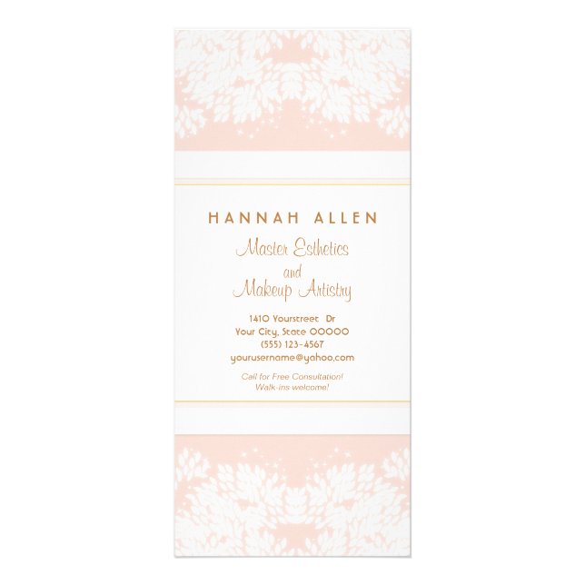 Cosmetology Spa et Salon Blanc Feuille Rose Menu (Devant)