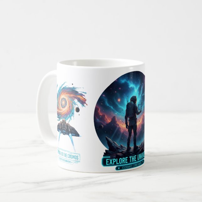 Cosmic Astronaut Unknown Space Explorer Deep Mug (Devant gauche)