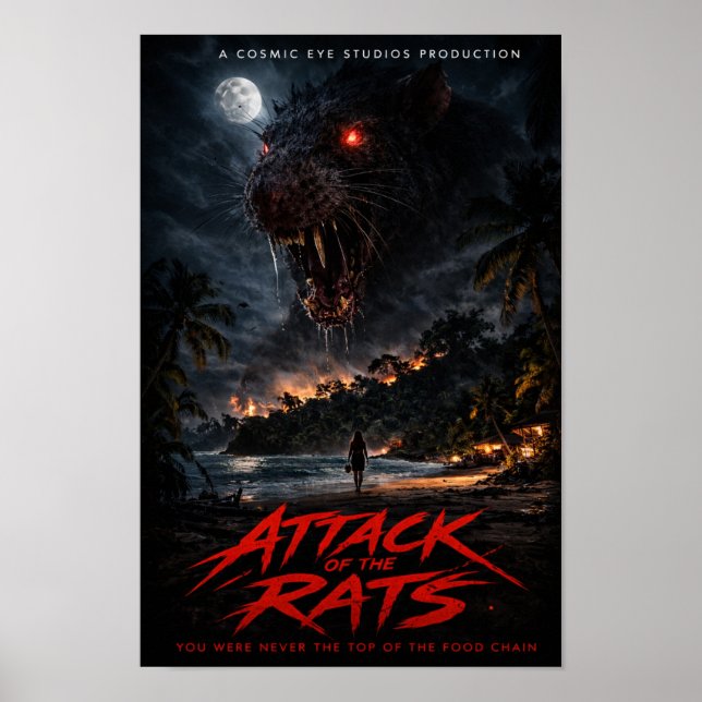 Cosmic Eye – Night Beach Creature Horror Poster (Devant)