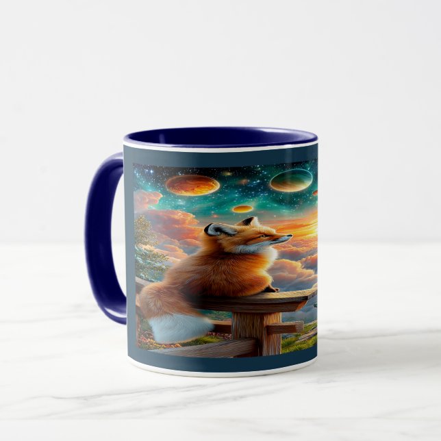 Cosmic Fox and Planets Magical Sunset Mug (Devant gauche)