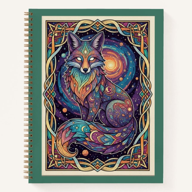 Cosmic Fox Galaxy Zentangle Spirit Journal (Devant)