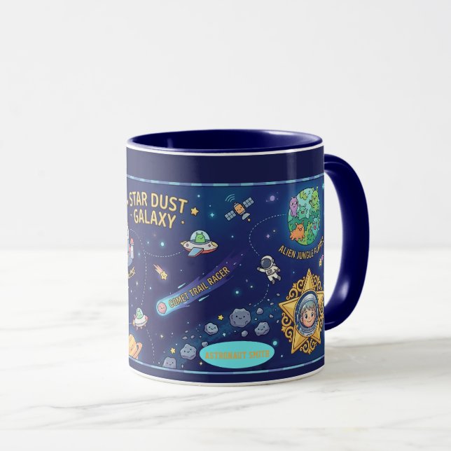 Cosmic Galaxy Star Dust Map Kids Adventure Mug (Devant droit)