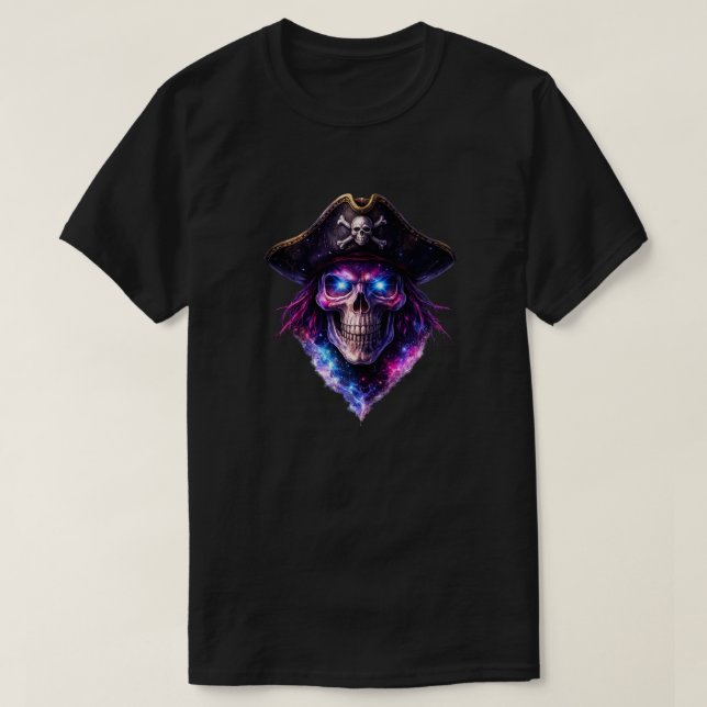 Cosmic Pirate Skull Galaxy Graphic T-Shirt (Design devant)