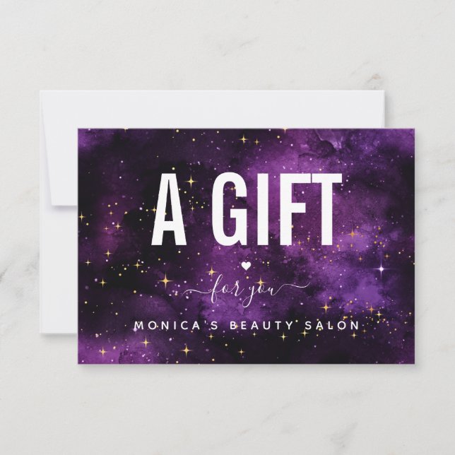 Cosmic Purple Galaxy Night Salon de beauté Étincel (Devant)