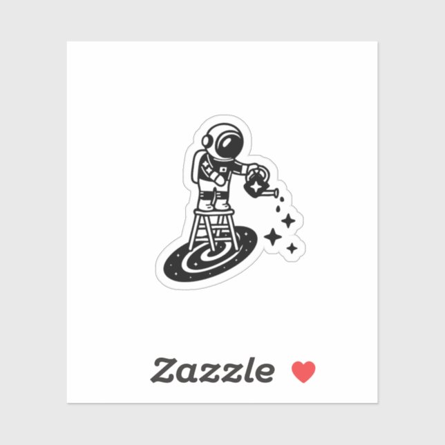 Cosmic Rain – Astronaut Watering Stars Sticker  (Feuille)