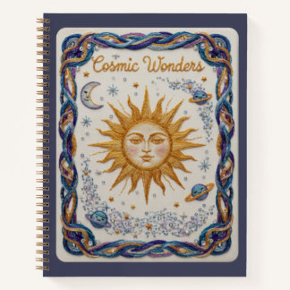 Cosmic Wonders Embroidered Sun and Planets Journal