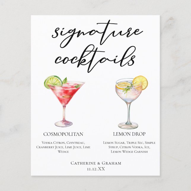 Cosmopolite Lemon Drop Signature Cocktails Menu (Devant)