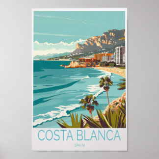 Costa Blanca Espagne Affiche de voyage, Espagne Co