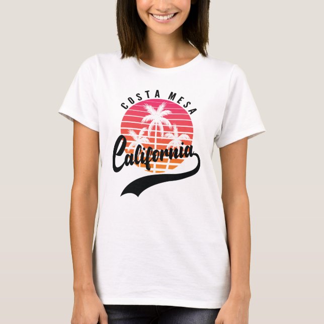 Costa Mesa, T-shirt femmes Sunset rétro (Devant)