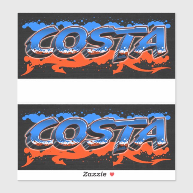 Costa prénom nom autocollant graffiti sticker (Feuille)