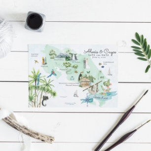 Costa Rica Carte d'itinéraire de mariage de dest