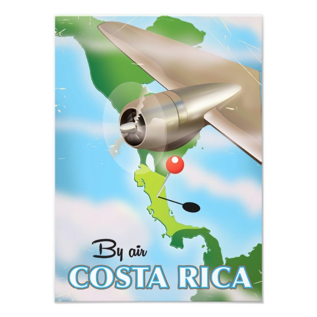 Costa Rica Carte poster de voyage vintage (Devant)