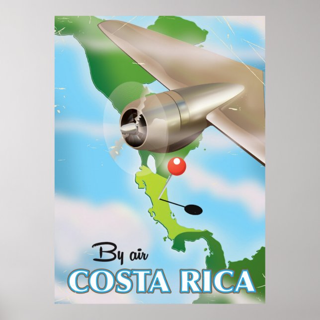 Costa Rica Carte poster de voyage vintage (Devant)