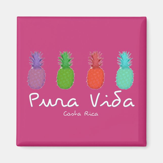 Costa Rica Pura Vida Ananas Magnet | Rose (Devant)