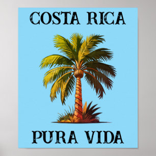 Costa Rica pura vida palmier affiche
