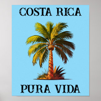 Costa Rica pura vida palmier affiche