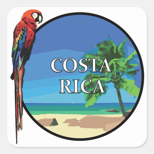 Costa Rica - Stickers Carré, Glossy (Devant)