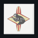 Costa Rica Surf Magnet<br><div class="desc">Le Costa Rica voyage aimant souvenir avec une planche de surf rouge et jaune et logo de paresse.</div>
