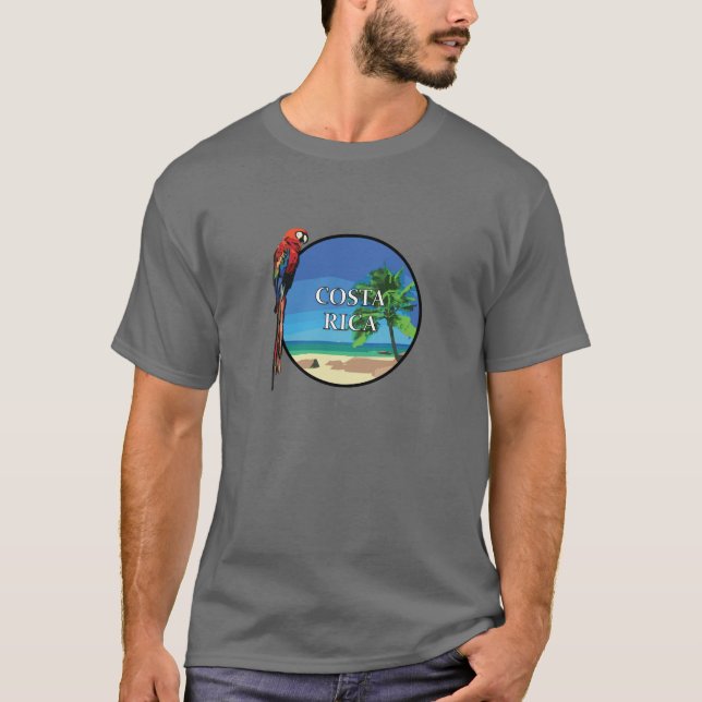 Costa Rica - T-shirt noir masculin (Devant)