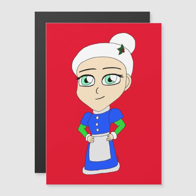 Costume bleu Mme Claus Chibi (Devant / Derrière)