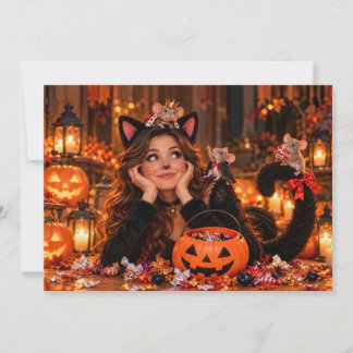 Costume de chat d'Halloween amusant et carte de so