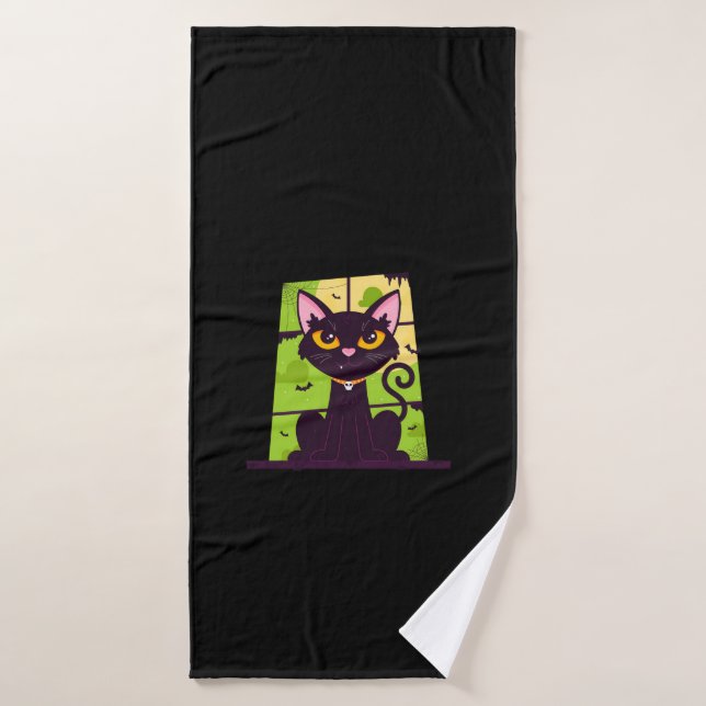 Costume de chat Halloween amusant (Serviette de bain)