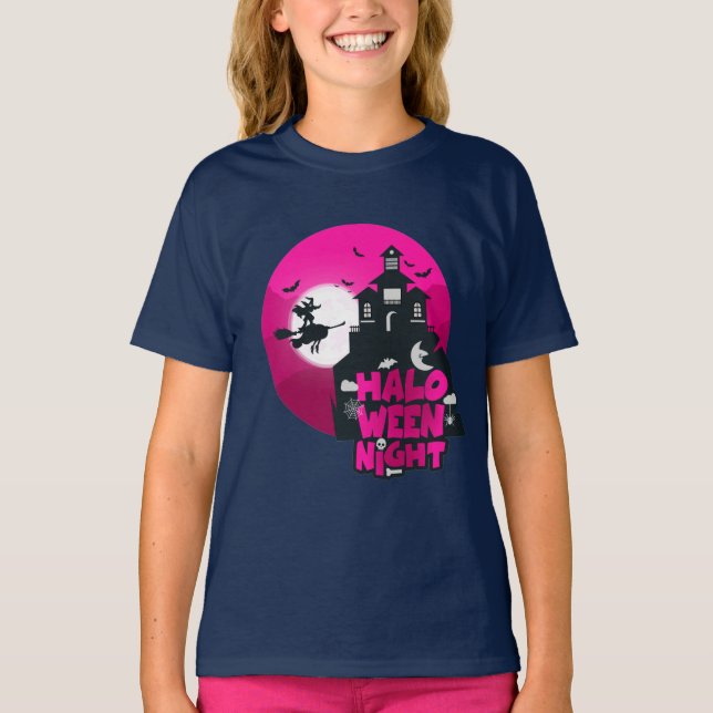 Costume de nuit d'Halloween pour filles T-shirt (Devant)