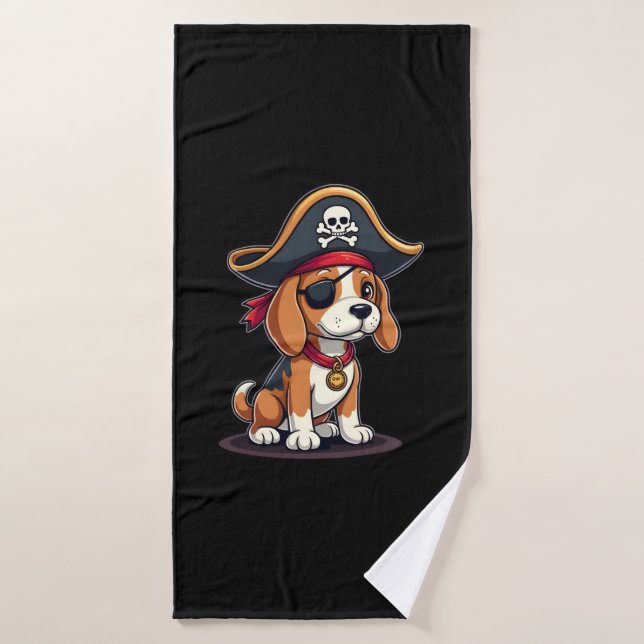 Costume de pirate Beagle Drapeau Jolly Roger Crâne (Serviette de bain)
