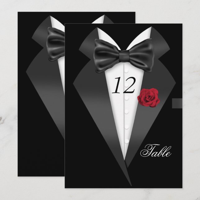 Costume de soirée noir numéro de table Place assis (Devant / Derrière)