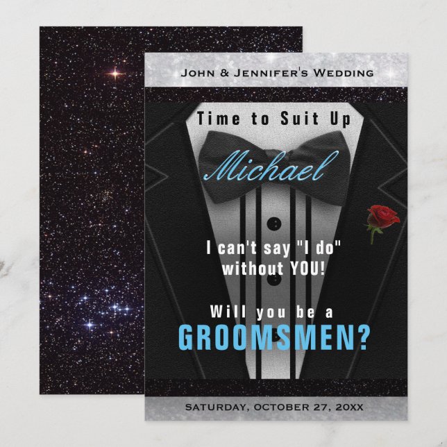 Costume de témoin de mariage Invitation à s'habill (Devant / Derrière)