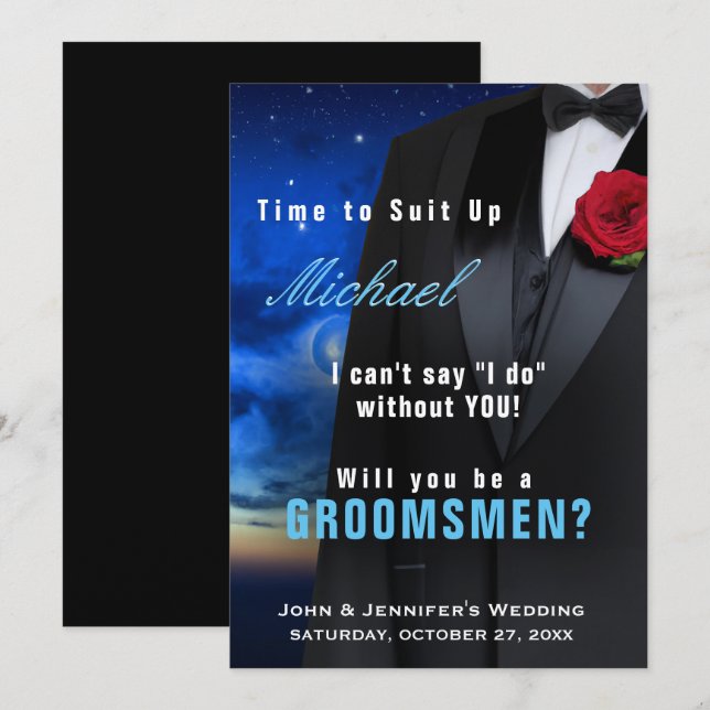 Costume de témoin de mariage Invitation à s'habill (Devant / Derrière)