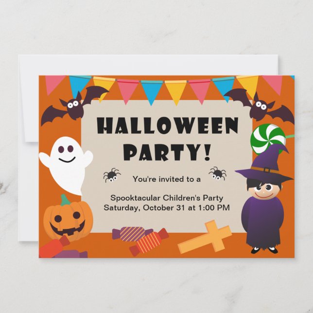Costume enfant coloré Halloween Fête Invitation (Devant)