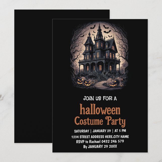 Costume Maison Hantée Invitation de fête d'Hallowe (Devant / Derrière)