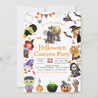 Costume mignon Invitation de la fête d'Halloween