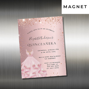 Costume rose pâle Quinceanera aimant invitation