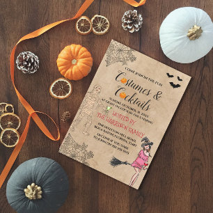 Costumes et cocktails de Fille Invitation Hallowee