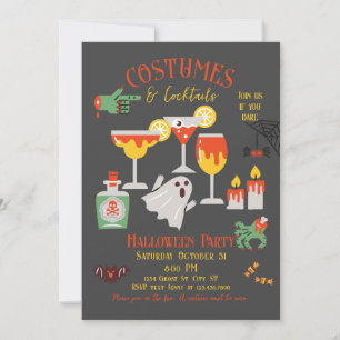 Costumes et cocktails Invitation à la fête d'Hallo